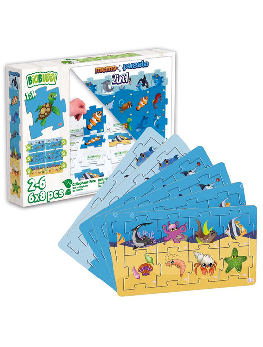 BiOBUDDi Sea Life Puzzle & Memory Game